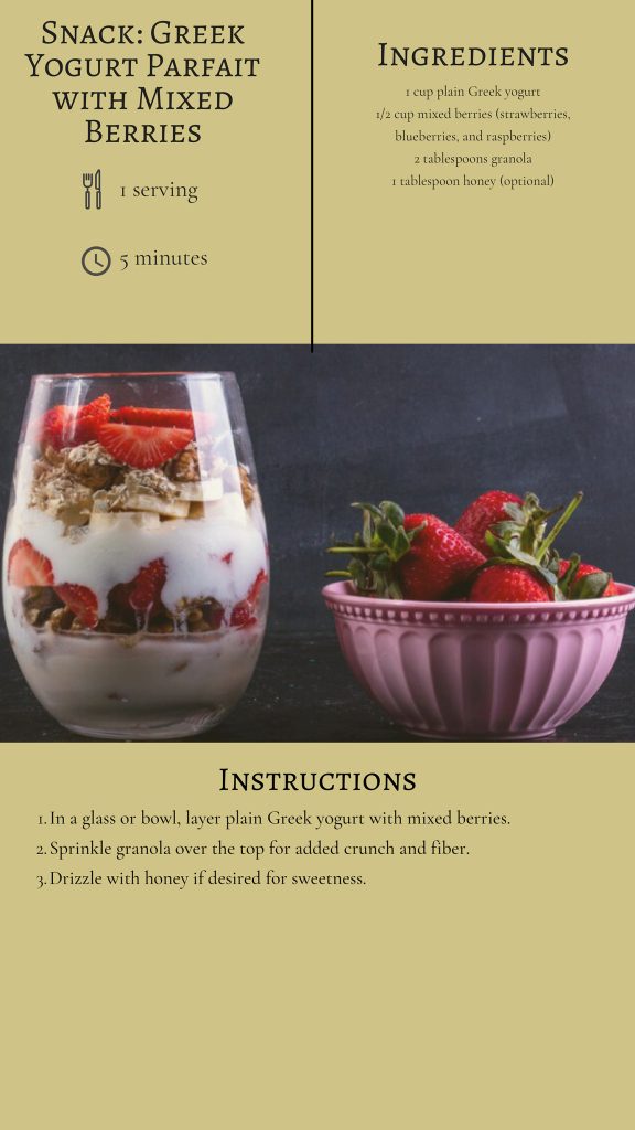 recipe of greek yogurt parfait with mixed berries